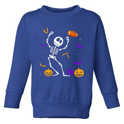 Retro Halloween Football Player Skeleton Football Lover Funny Gift Toddler Sweatshirt