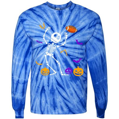 Retro Halloween Football Player Skeleton Football Lover Funny Gift Tie-Dye Long Sleeve Shirt