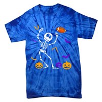 Retro Halloween Football Player Skeleton Football Lover Funny Gift Tie-Dye T-Shirt