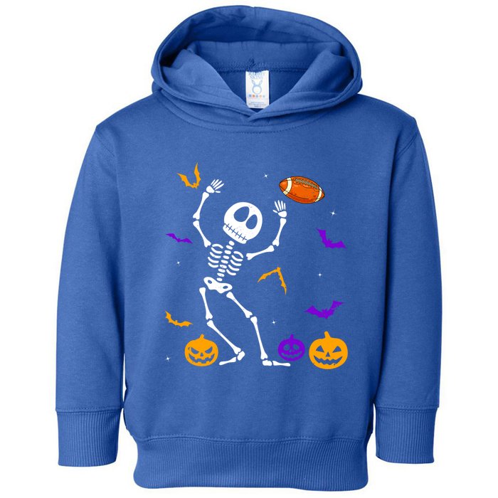 Retro Halloween Football Player Skeleton Football Lover Funny Gift Toddler Hoodie