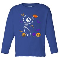 Retro Halloween Football Player Skeleton Football Lover Funny Gift Toddler Long Sleeve Shirt