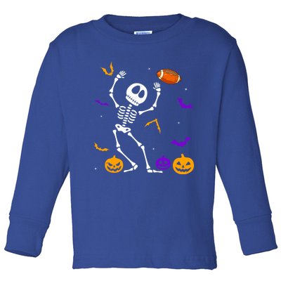 Retro Halloween Football Player Skeleton Football Lover Funny Gift Toddler Long Sleeve Shirt