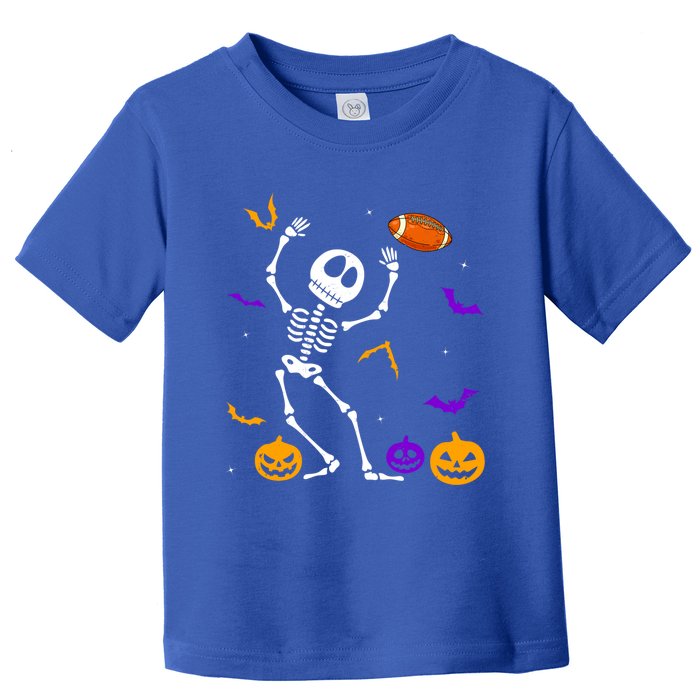 Retro Halloween Football Player Skeleton Football Lover Funny Gift Toddler T-Shirt