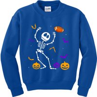 Retro Halloween Football Player Skeleton Football Lover Funny Gift Kids Sweatshirt