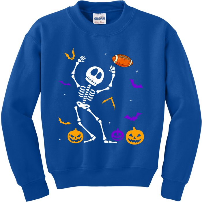 Retro Halloween Football Player Skeleton Football Lover Funny Gift Kids Sweatshirt