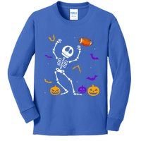 Retro Halloween Football Player Skeleton Football Lover Funny Gift Kids Long Sleeve Shirt