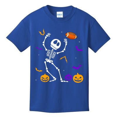 Retro Halloween Football Player Skeleton Football Lover Funny Gift Kids T-Shirt