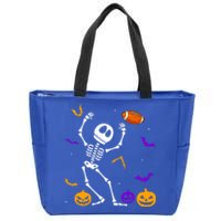 Retro Halloween Football Player Skeleton Football Lover Funny Gift Zip Tote Bag