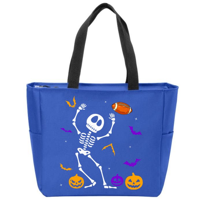 Retro Halloween Football Player Skeleton Football Lover Funny Gift Zip Tote Bag