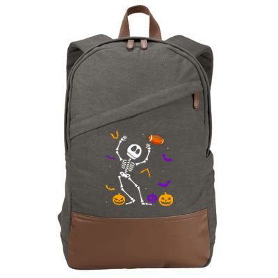 Retro Halloween Football Player Skeleton Football Lover Funny Gift Cotton Canvas Backpack