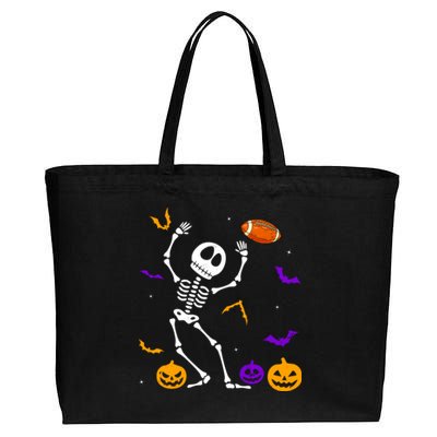 Retro Halloween Football Player Skeleton Football Lover Funny Gift Cotton Canvas Jumbo Tote