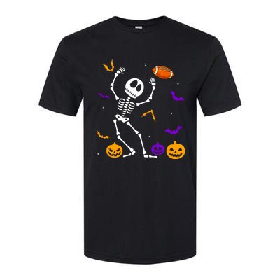 Retro Halloween Football Player Skeleton Football Lover Funny Gift Softstyle CVC T-Shirt