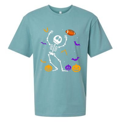 Retro Halloween Football Player Skeleton Football Lover Funny Gift Sueded Cloud Jersey T-Shirt