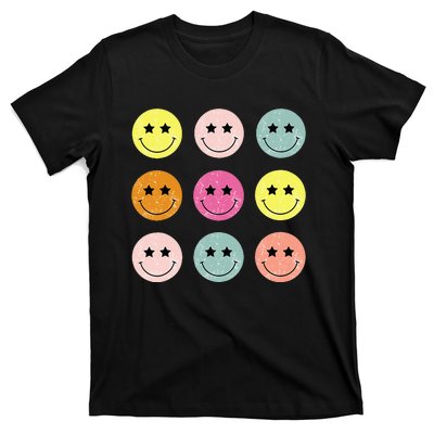 Retro Happy Face Checkered Pattern T-Shirt