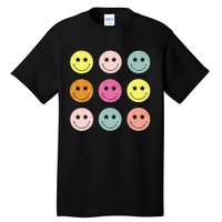 Retro Happy Face Checkered Pattern Tall T-Shirt