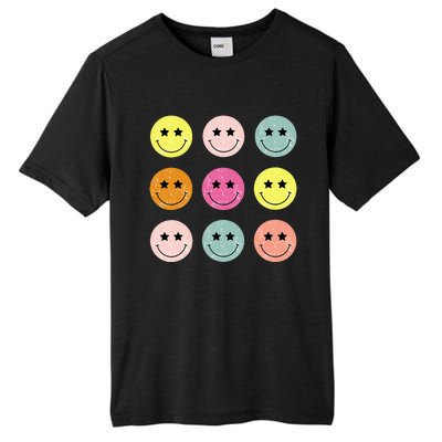 Retro Happy Face Checkered Pattern Tall Fusion ChromaSoft Performance T-Shirt