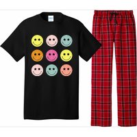 Retro Happy Face Checkered Pattern Pajama Set