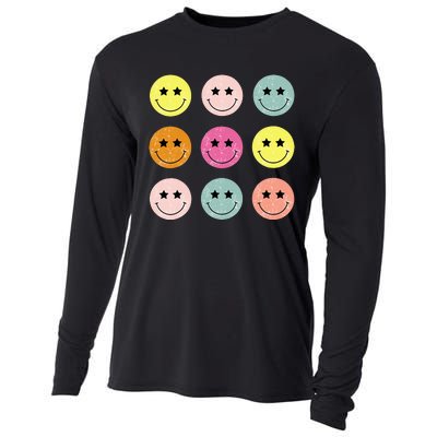 Retro Happy Face Checkered Pattern Cooling Performance Long Sleeve Crew