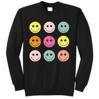 Retro Happy Face Checkered Pattern Tall Sweatshirt