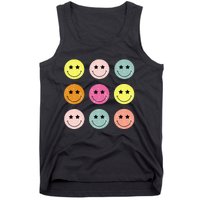 Retro Happy Face Checkered Pattern Tank Top