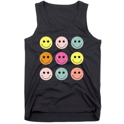 Retro Happy Face Checkered Pattern Tank Top