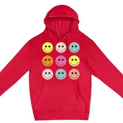 Retro Happy Face Checkered Pattern Premium Pullover Hoodie