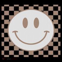 Retro Happy Face Checkered Pattern Smile Face Trendy T-Shirt