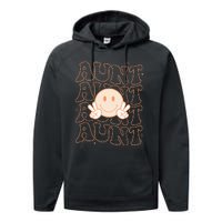 Retro Happy Face Aunt Groovy Smile Face Funny Auntie Performance Fleece Hoodie