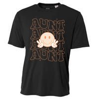 Retro Happy Face Aunt Groovy Smile Face Funny Auntie Cooling Performance Crew T-Shirt