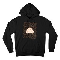 Retro Happy Face Aunt Groovy Smile Face Funny Auntie Hoodie