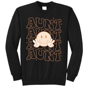 Retro Happy Face Aunt Groovy Smile Face Funny Auntie Sweatshirt