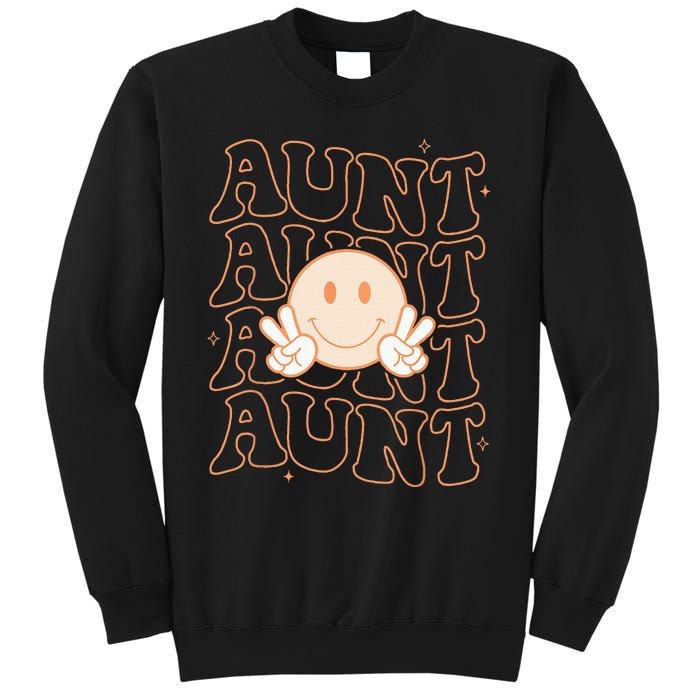 Retro Happy Face Aunt Groovy Smile Face Funny Auntie Sweatshirt