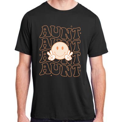 Retro Happy Face Aunt Groovy Smile Face Funny Auntie Adult ChromaSoft Performance T-Shirt