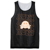 Retro Happy Face Aunt Groovy Smile Face Funny Auntie Mesh Reversible Basketball Jersey Tank