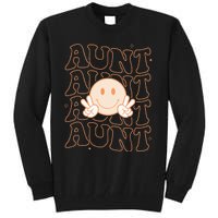 Retro Happy Face Aunt Groovy Smile Face Funny Auntie Tall Sweatshirt