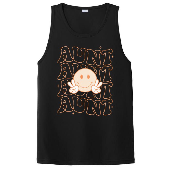 Retro Happy Face Aunt Groovy Smile Face Funny Auntie PosiCharge Competitor Tank