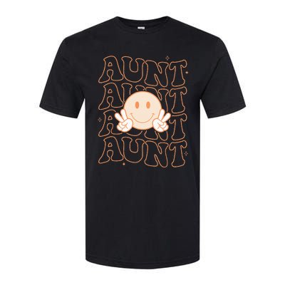 Retro Happy Face Aunt Groovy Smile Face Funny Auntie Softstyle CVC T-Shirt