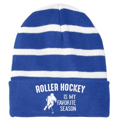 Roller Hockey Favorite Season Vintage Gift Striped Beanie with Solid Band