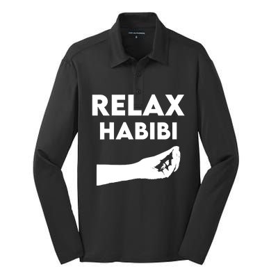 Relax Habibi Funny For Man Women Silk Touch Performance Long Sleeve Polo