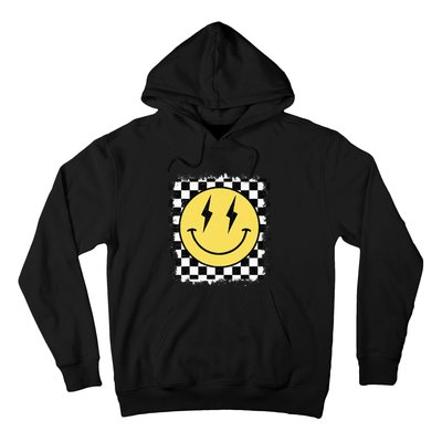 Retro Happy Face Checkered Pattern Smile Face Trendy Hoodie