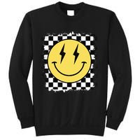 Retro Happy Face Checkered Pattern Smile Face Trendy Sweatshirt