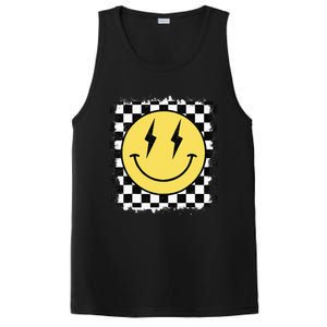 Retro Happy Face Checkered Pattern Smile Face Trendy PosiCharge Competitor Tank