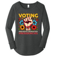 Retro Hand Fist Voting Prevents Unwanted Presidencies Flower Women's Perfect Tri Tunic Long Sleeve Shirt