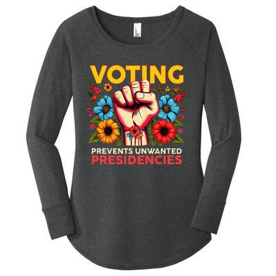 Retro Hand Fist Voting Prevents Unwanted Presidencies Flower Women's Perfect Tri Tunic Long Sleeve Shirt