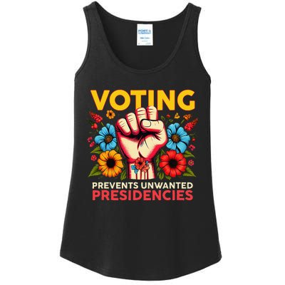 Retro Hand Fist Voting Prevents Unwanted Presidencies Flower Ladies Essential Tank