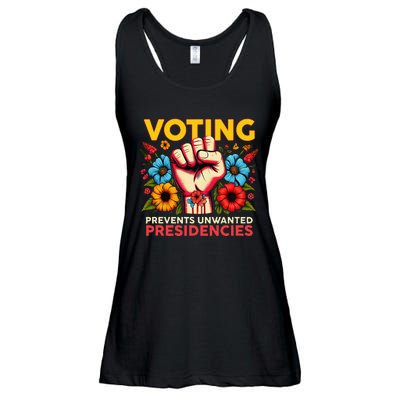 Retro Hand Fist Voting Prevents Unwanted Presidencies Flower Ladies Essential Flowy Tank