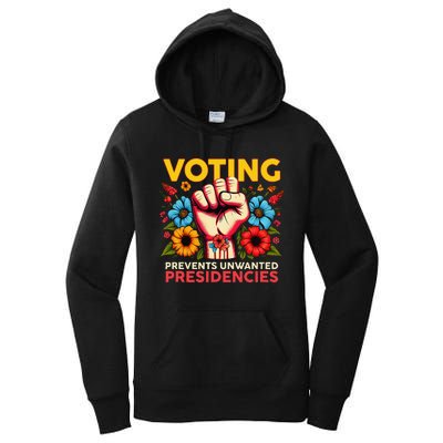 Retro Hand Fist Voting Prevents Unwanted Presidencies Flower Women's Pullover Hoodie