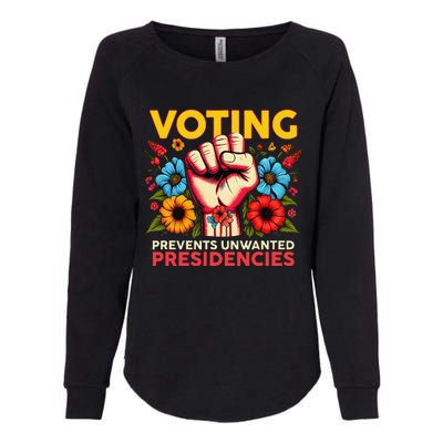 Retro Hand Fist Voting Prevents Unwanted Presidencies Flower Womens California Wash Sweatshirt