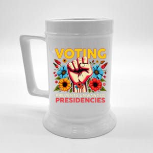 Retro Hand Fist Voting Prevents Unwanted Presidencies Flower Beer Stein