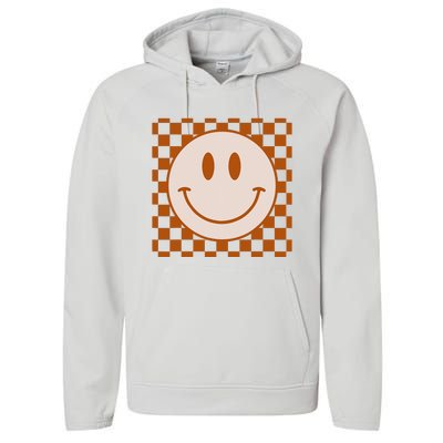 Retro Happy Face Checkered Pattern Smile Face Trendy Performance Fleece Hoodie